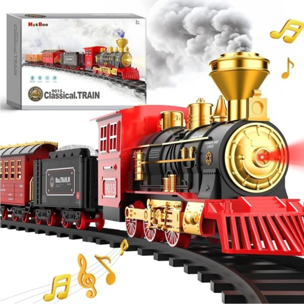 NEW 4ft Train Set Real Smoke Lights! HOT BEE Classical 9015 4 Trains, Props